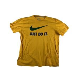 Nike Just Do It Yellow T-Shirt Men's XXL Green Swoosh Classic Logo Tee